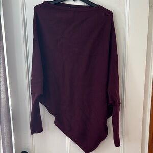 Olivaceous Burgandy Knit Shrug with Asymmetrical Design